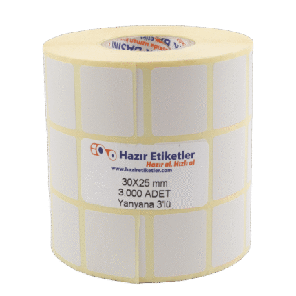 kuşe rulo etiket 30mm x 25mm