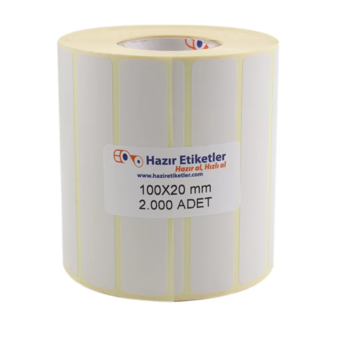 lamine termal rulo etiket hazir etiketler.com 100mm x 20mm 2000 adet