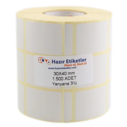 kuşe rulo etiket haziretiketler.com 30mm x 40mm 4500 adet