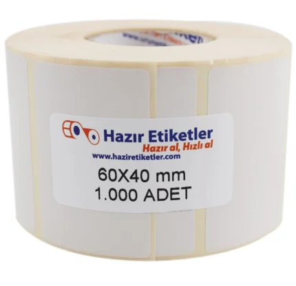 lamine termal rulo etiket 60mm x 40mm haziretiketler.com 1000 adet