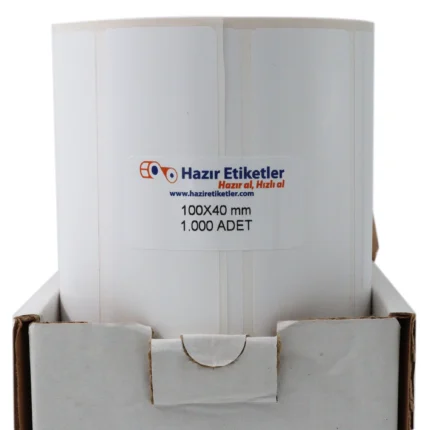 pp opak rulo etiket sticker çıkartma 100mm x 40mm haziretiketler.com